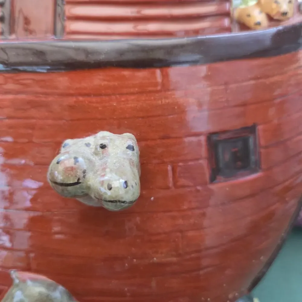 Large ELDRETH POTTERY Redware NOAH'S ARK Sculpture Figurine 9